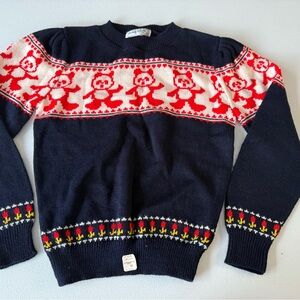 Vintage 90's Jane Adams Sweater Multicolor Floral Teddy Bear Accent Size Medium